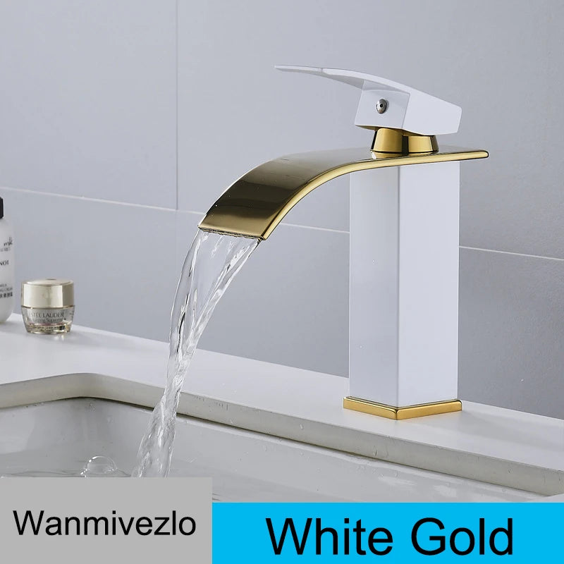 Retail Waterfall Bathroom Basin Faucet Chrome Deck Mount