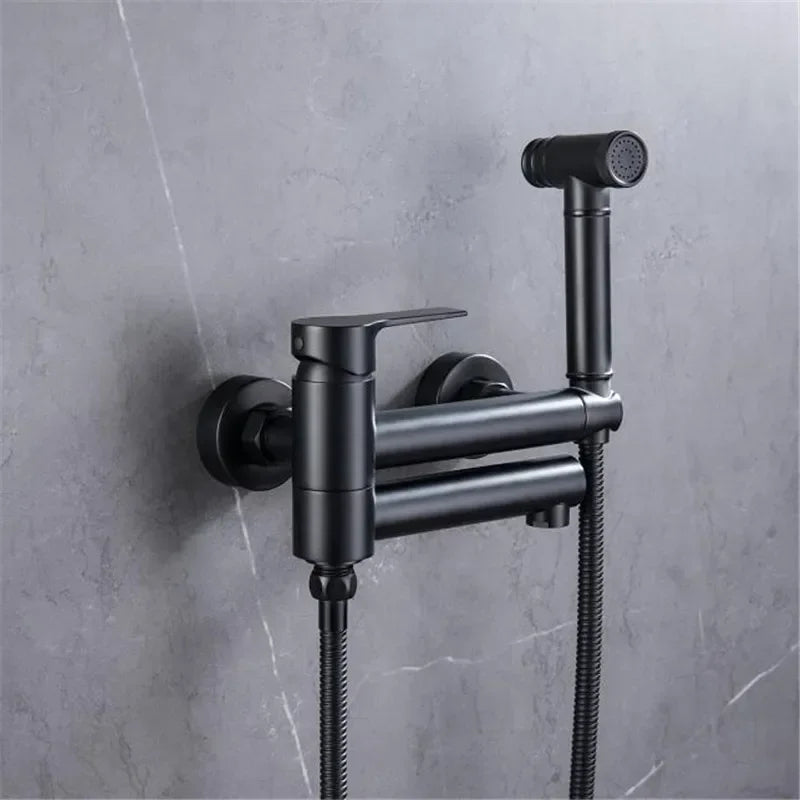 Bathtub Shower Wall Mounted Brushed Gold Rotatable Bidet