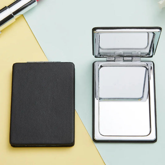 Cute Mini Pu Makeup Mirror Magnify Foldable Double
