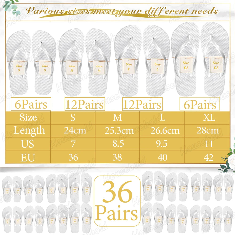 24/36 Pairs Wedding Flip Flops Guests Soft Wedding
