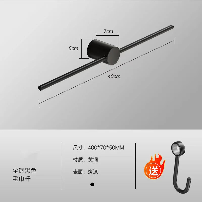 Bathroom Towel Rack Brass Wall-Mounted Toilet Space White