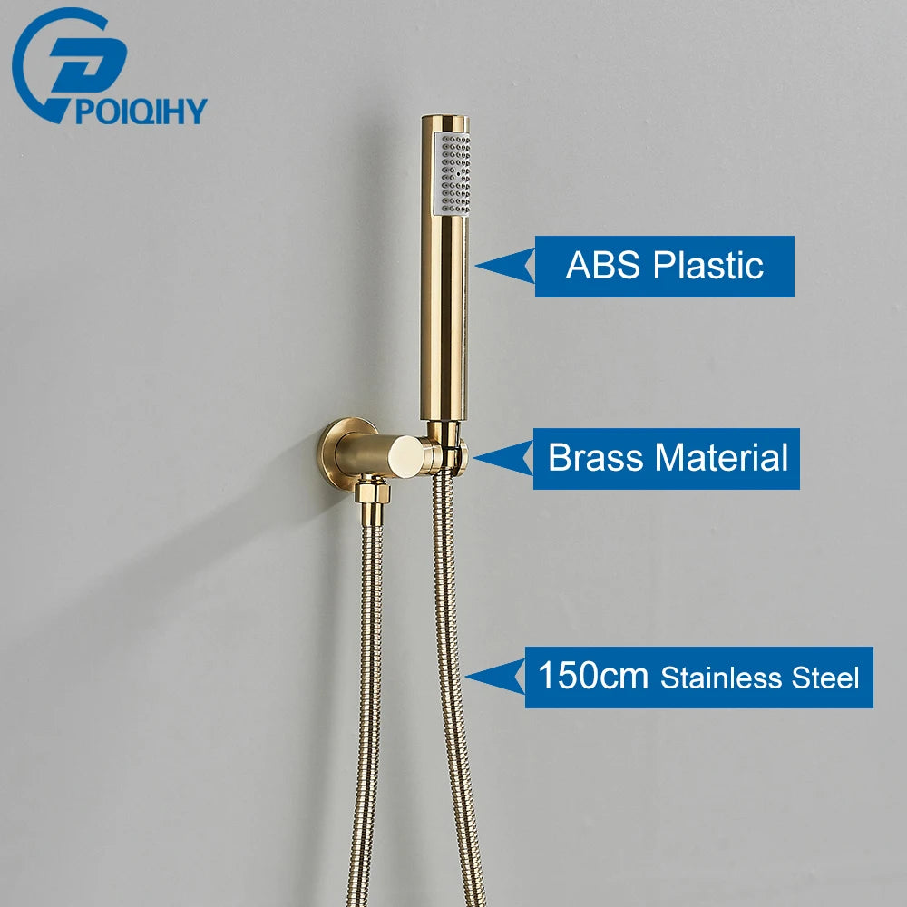 Poiqihy Golden Handshower Head 150cm Stainless Steel Shower