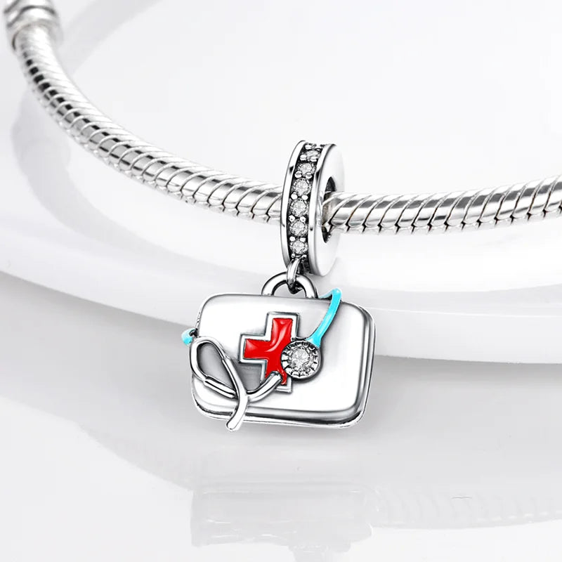 Original 925 Sterling Silver Medicine Cabinet Stethoscope Charms