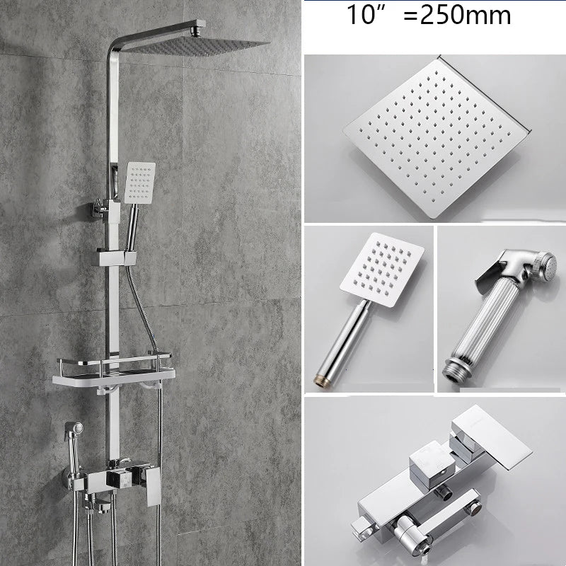 Sinlaku Rainfall Bathroom Shower Faucet Rack Shelf Bathtub