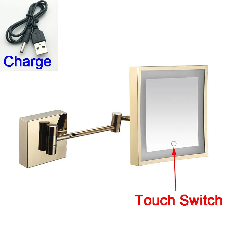 Square Touch Bathroom Mirror Wall Mounted Lighted Bathroom