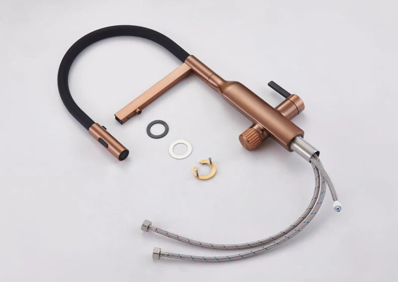 Brushed Rose Gold Brass Pull-Out Cold Water Hole