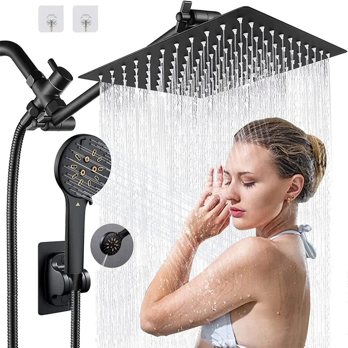Black Simple Bathroom Shower Wall Mounted Bathroom Shower