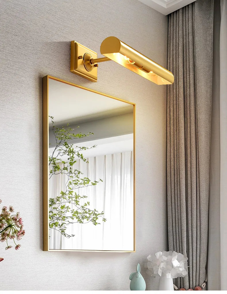 Brass Mirror Front Light Retro Bathroom Vanity Wall