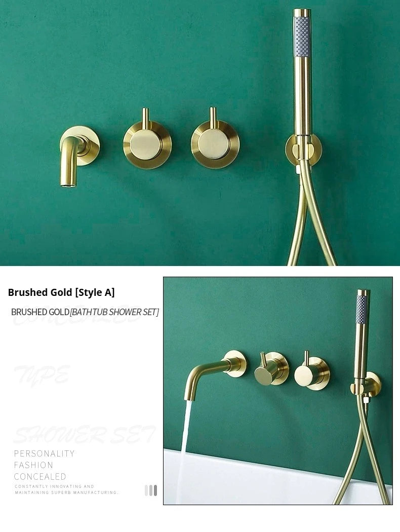 Farrete Concealed Wall-Mounted Bathtub Faucet Gun Grey All-Copper