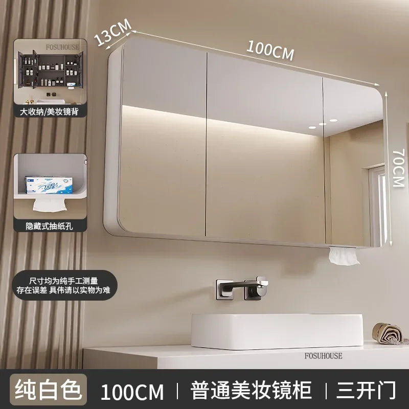 Minimalist Modern Arc-Shaped Smart Bathroom Mirror Cabinets