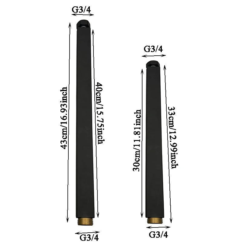 20/30/40/50cm Square Extension Tube G3/4 Bathroom Shower Faucet