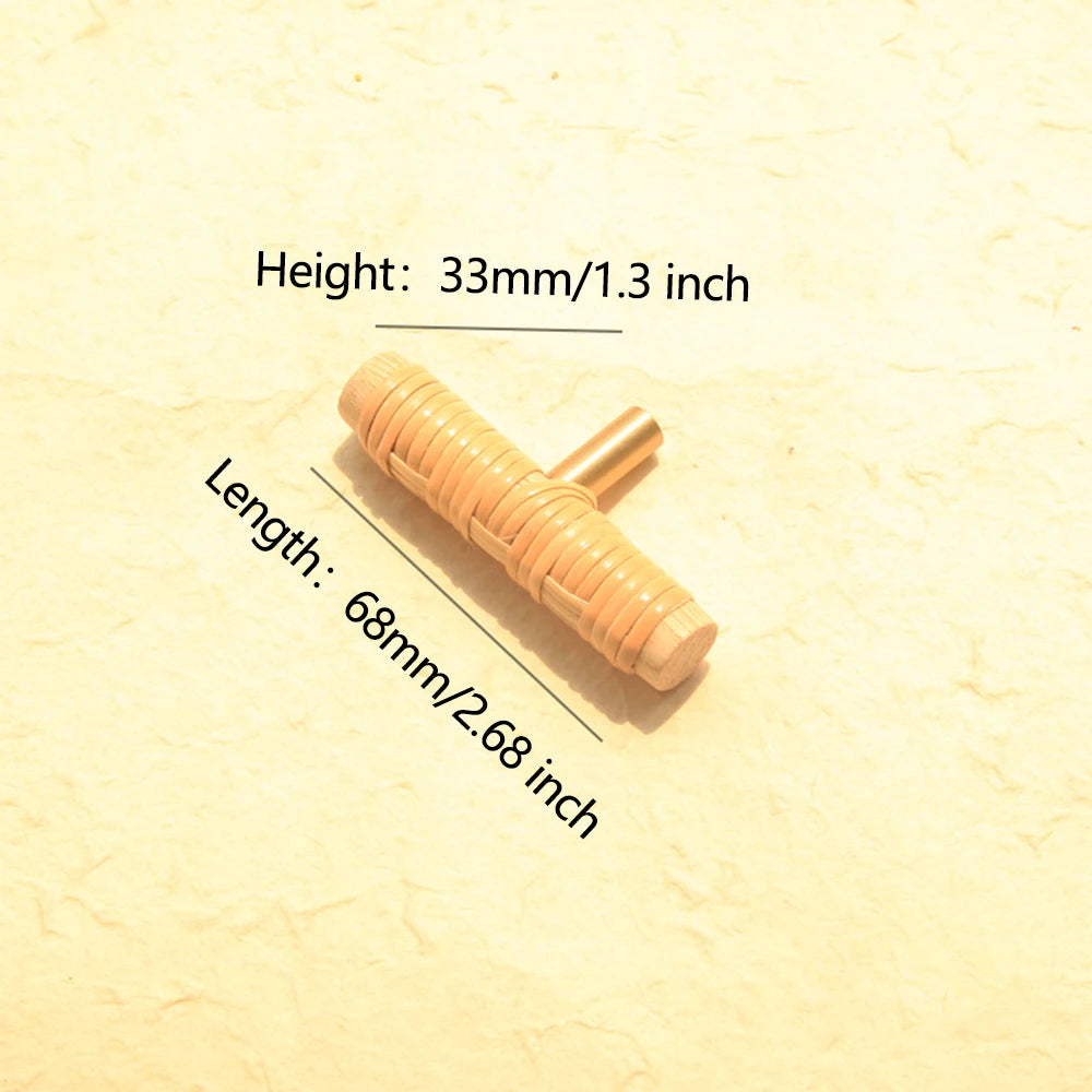 Wooden Rattan Cabinet Door Handles Unique Drawer Pulls