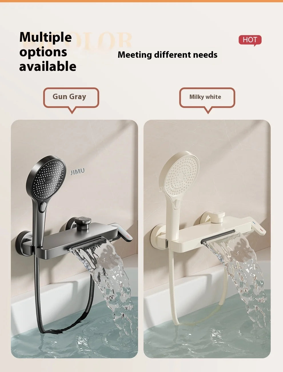 Cream Style Solid Brass Wall Mounted Bathtub Faucet