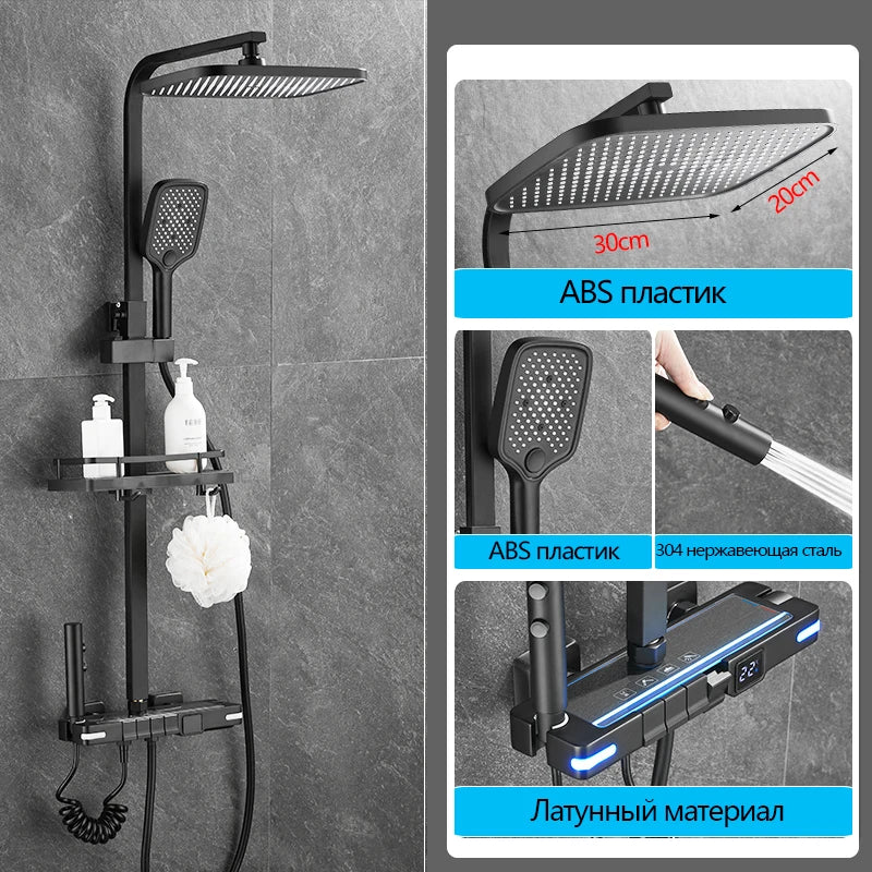 Brass Shower Faucet Thermostatic Digital Display Bathroom Faucet