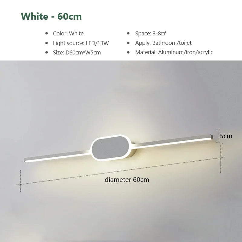 Modern Luxury Bathroom Wall Lamp Black White Aluminum