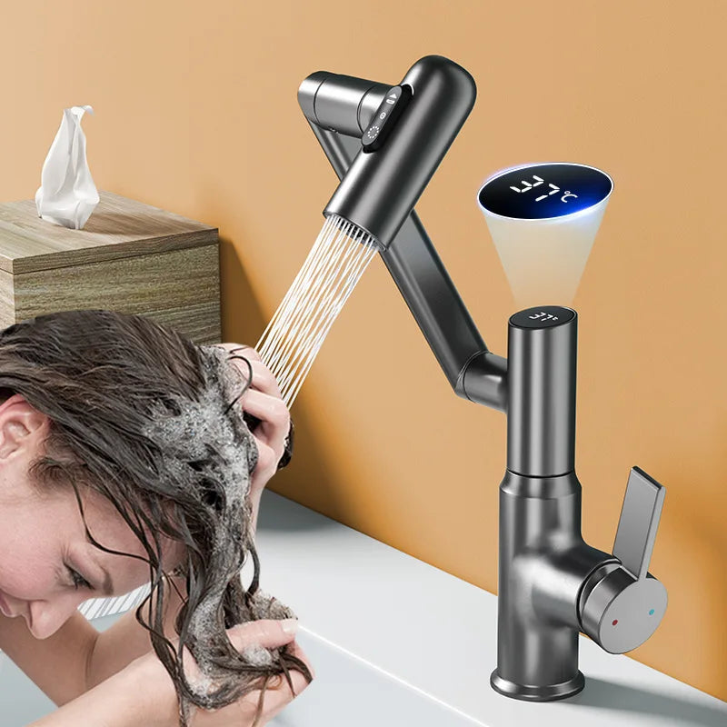 Digital Display Led Basin Faucet 360 Rotation Multi-Function