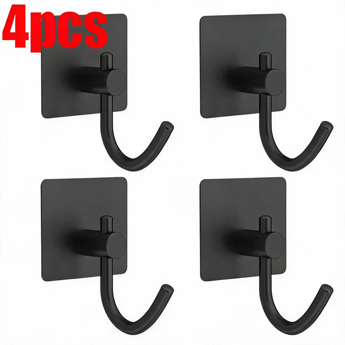 1/4pc Bathroom Stainless Steel Robe Hook Multi-Purpose Adhesive