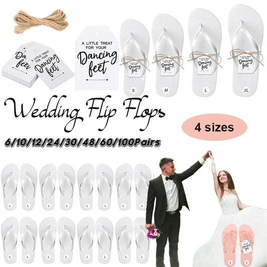 6-100 Pairs Flip Flops Bulk Wedding Guests Wedding