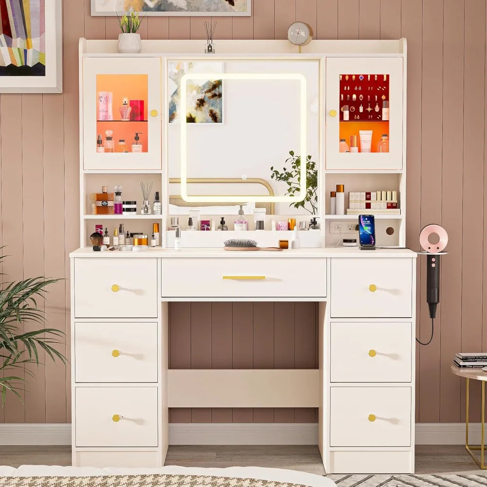 Makeup Vanity Desk Mirror Lights White Large Vanity