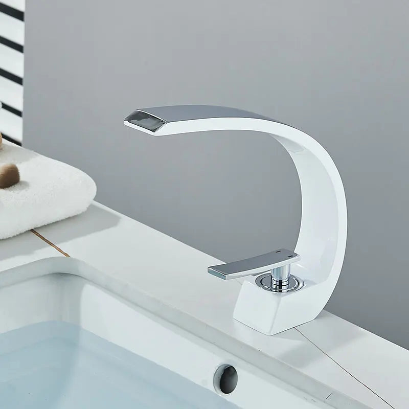 Black Chrome Bathroom Basin Faucet Deck Mount Cold