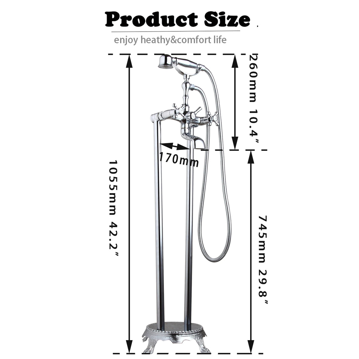 Kemaidi Freestanding Shower Faucet Bathtub Floor Mounted Tub