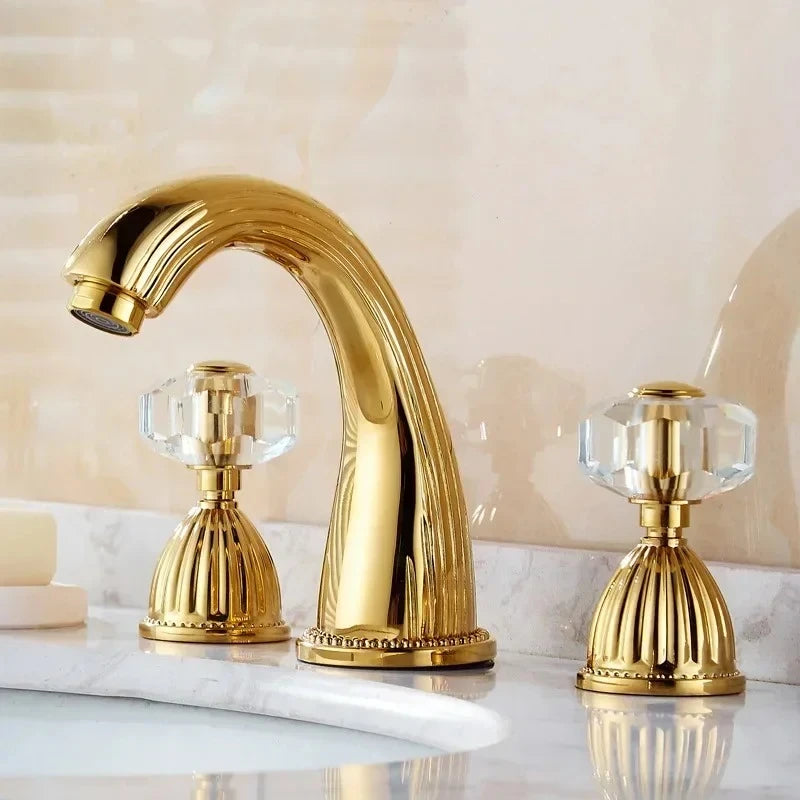 Basin Faucets 3pcs Antique Brass Classic Bathroom Sink