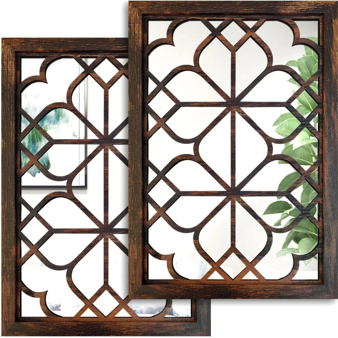 2d Retro 2pcs Wooden Acrylic Rectangular Square Wall