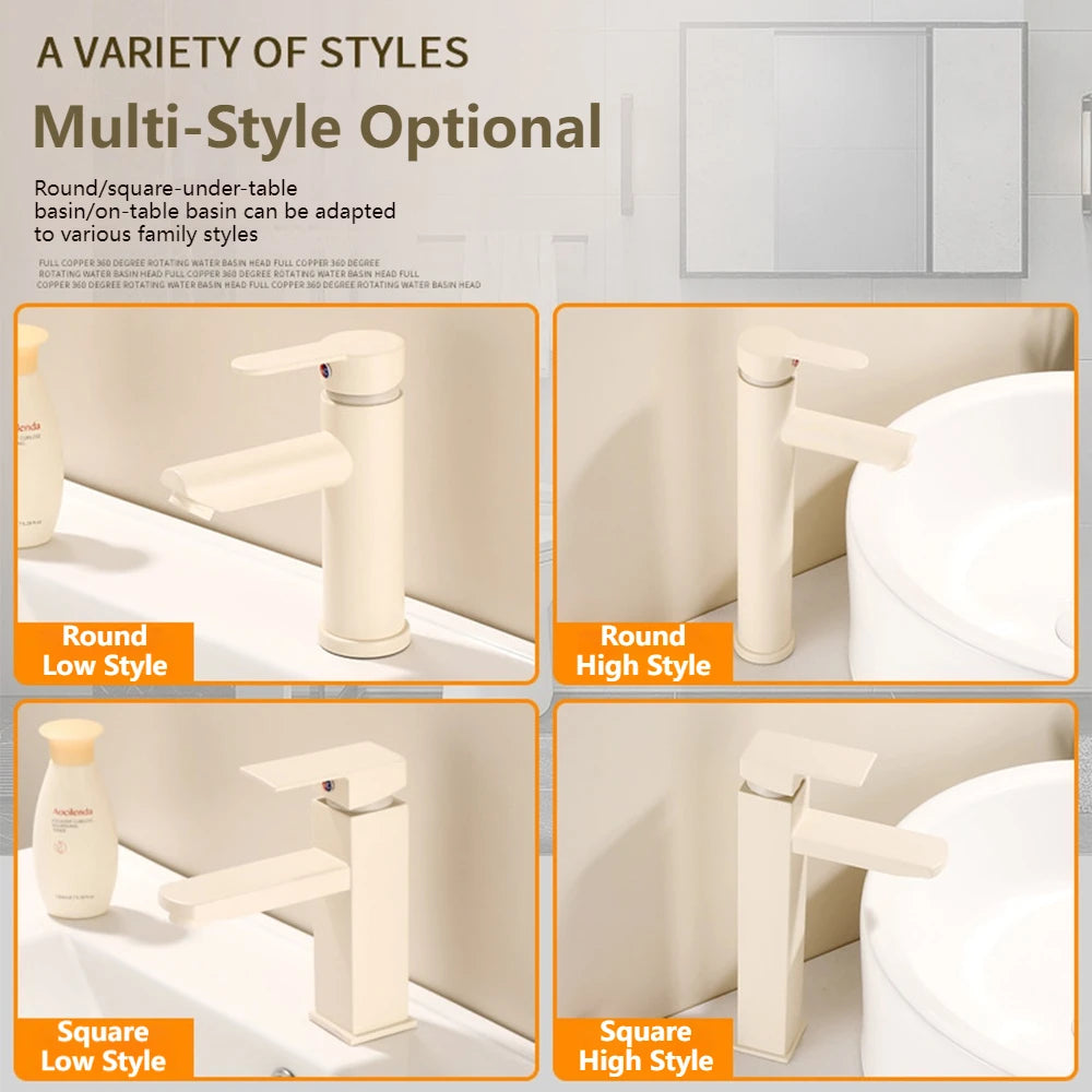 Milk White Handle Deck Mounted Basin Sink Faucet