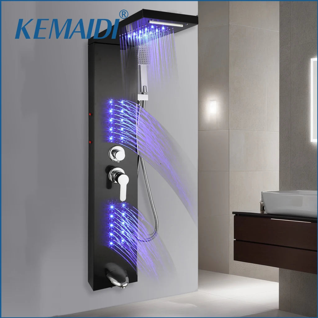 Kemaidi Shower Panel Bathroom Shower Tower W/ Led