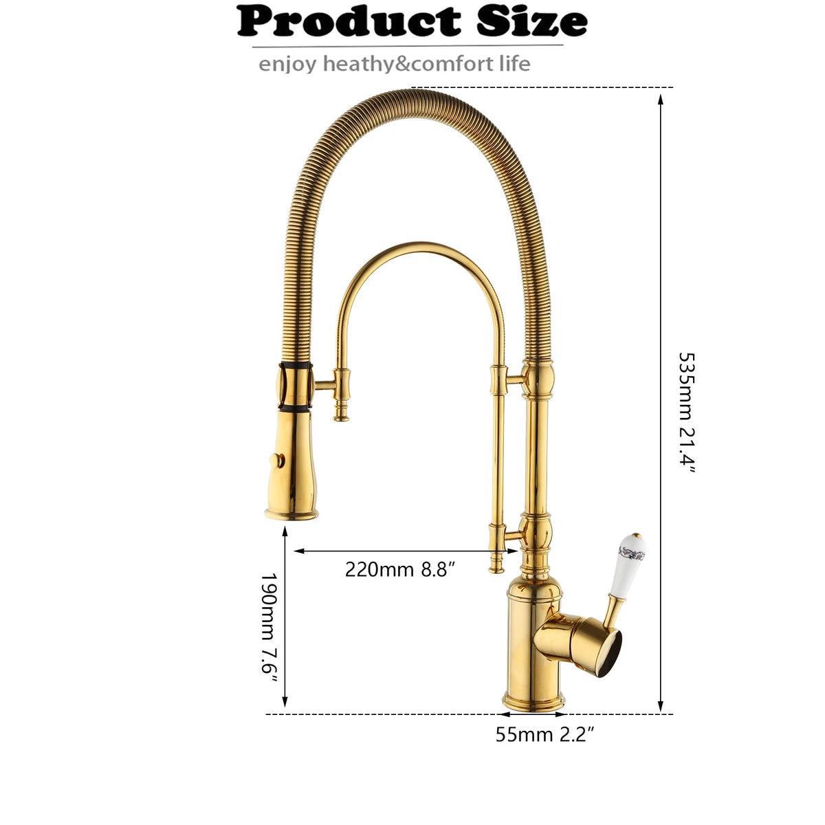 Kemaidi Golden Spring Pull Down Sink Faucet &