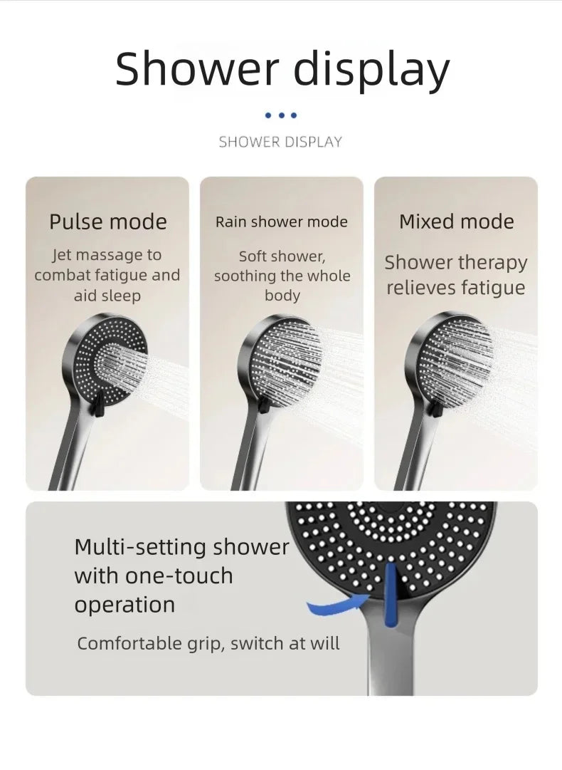 Gun Gray Bathroom Shower System Rainfall Piano Keys