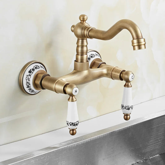 Wall Mount Antique Faucet Antique Brass Faucet Dual