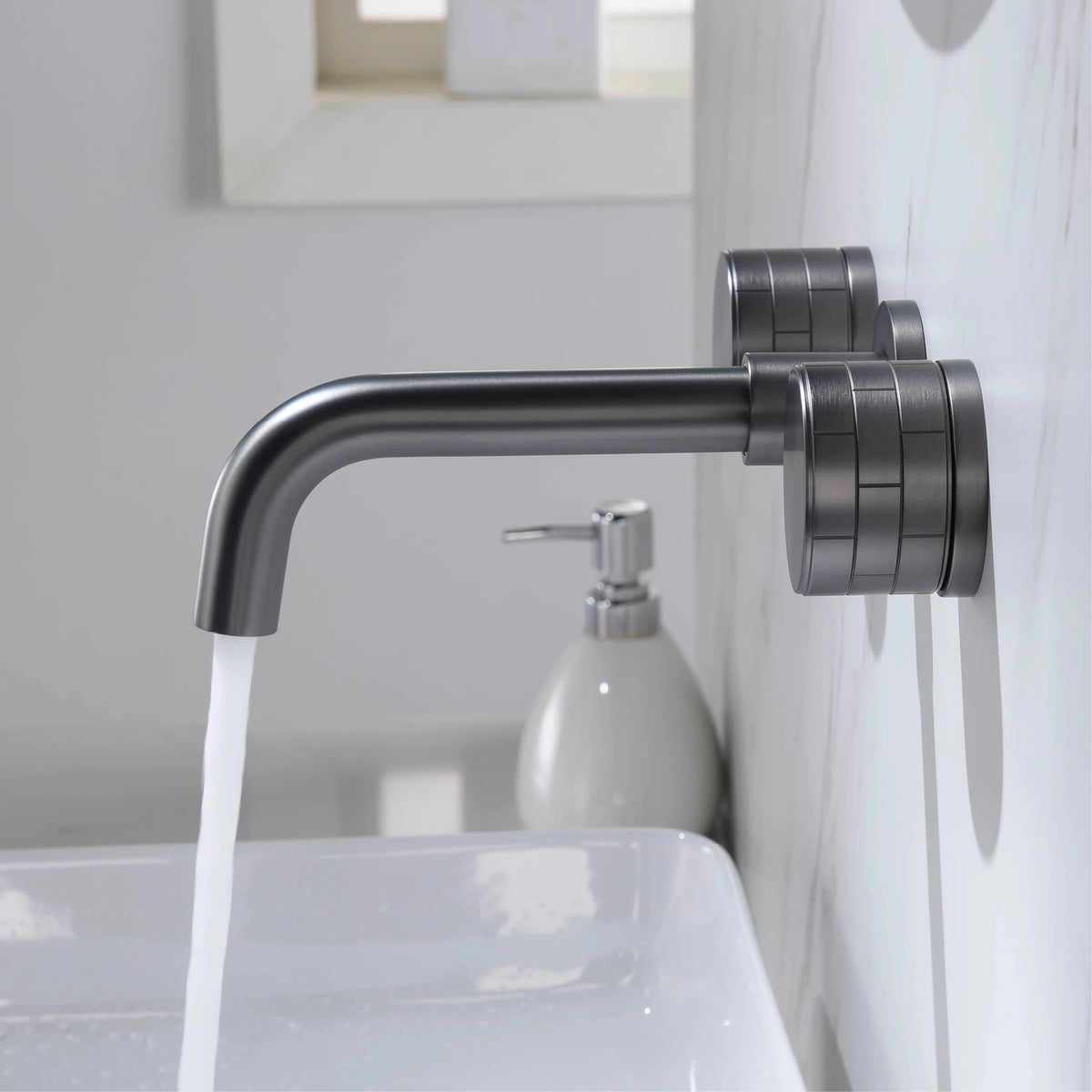 Luxury Black Bathroom Concealed Faucet Wall-Mounted Design Double