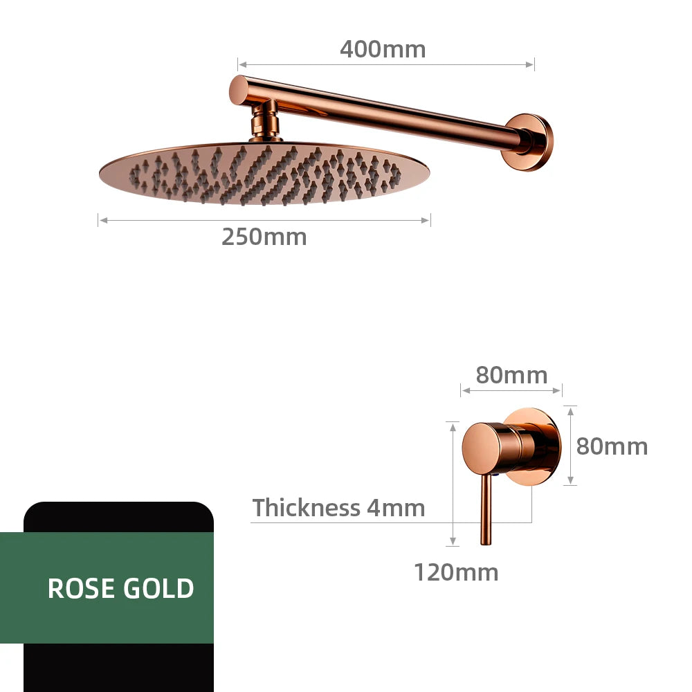 Bathroom Faucet Rose Gold Shower Wall Mounted 8/10/12