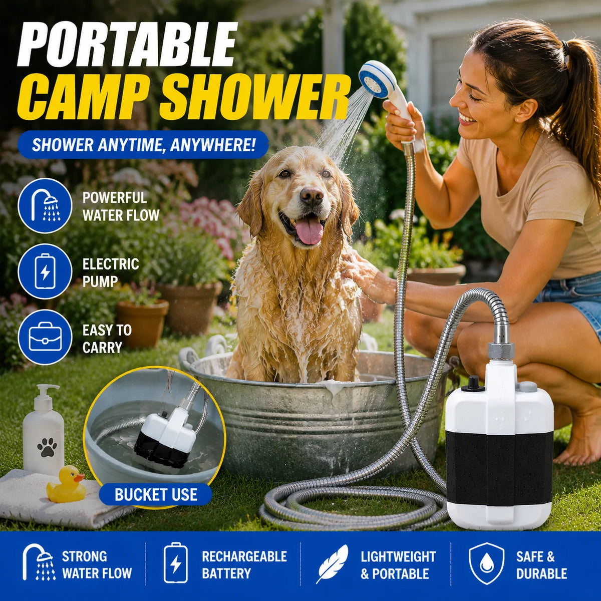 Usb Charging Outdoor Camp Shower Electric Water Pump