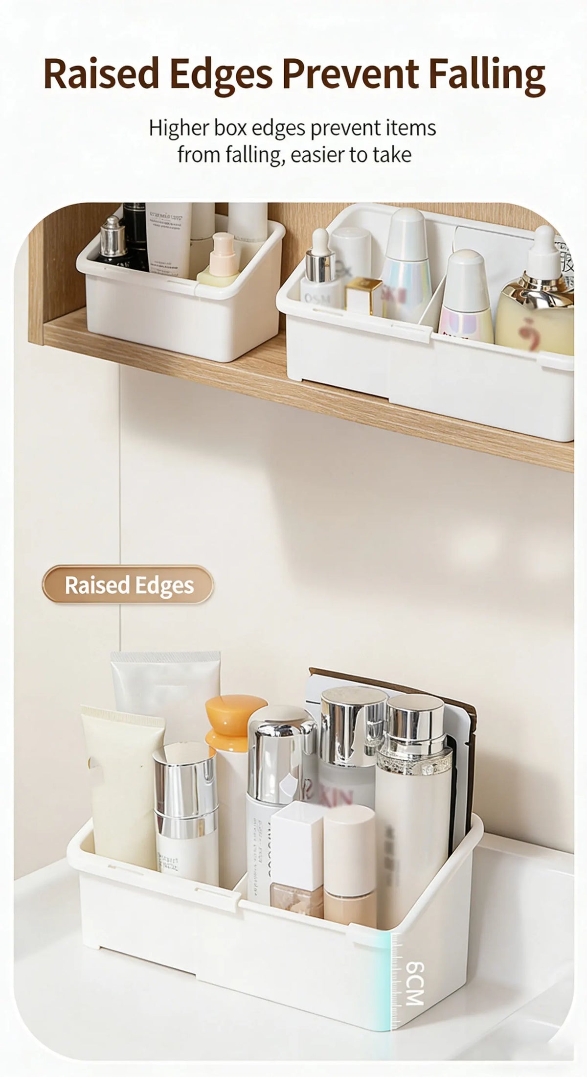 1/2/4pcs Mirror Cabinet Expandable Cosmetic Storage Box