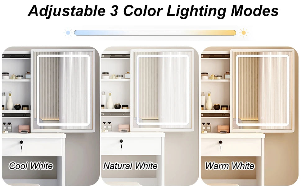 Vanity Desk Makeup Vanity Desk Sliding Mirror Lights
