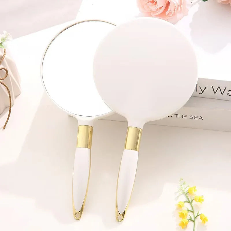 Lady Handheld Makeup Mirror Cosmetic Retro Mirror Spa