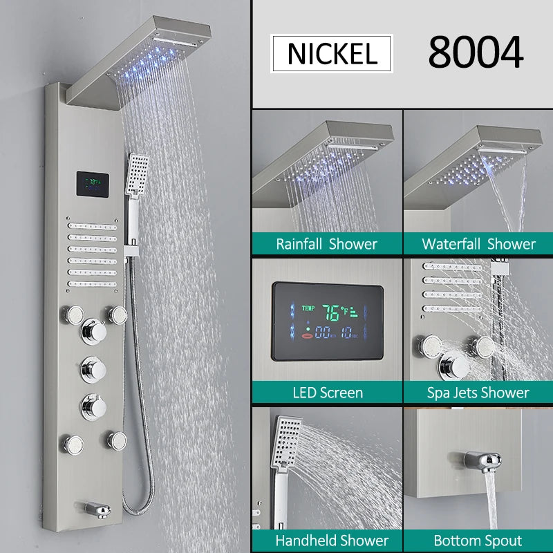 Led Shower Panel Tower System Rain Waterfall Shower
