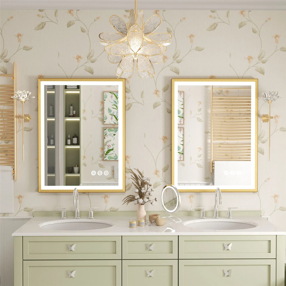Led Bathroom Vanity Mirror Gold Frame Front Lighted