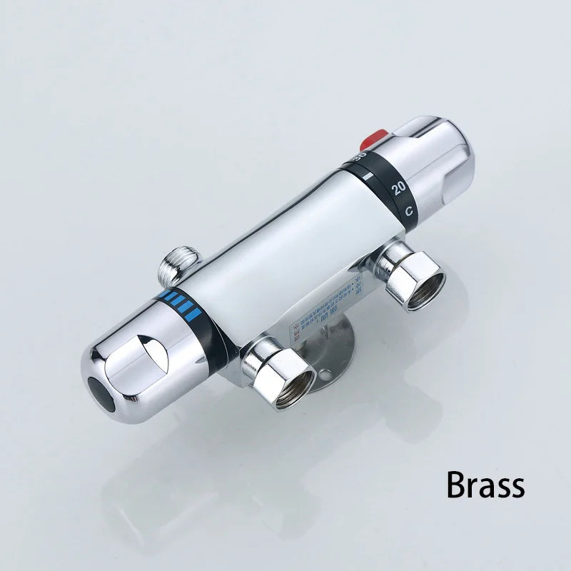 Chrome Brass Thermostatic Shower Faucet Mixer Valve Dual