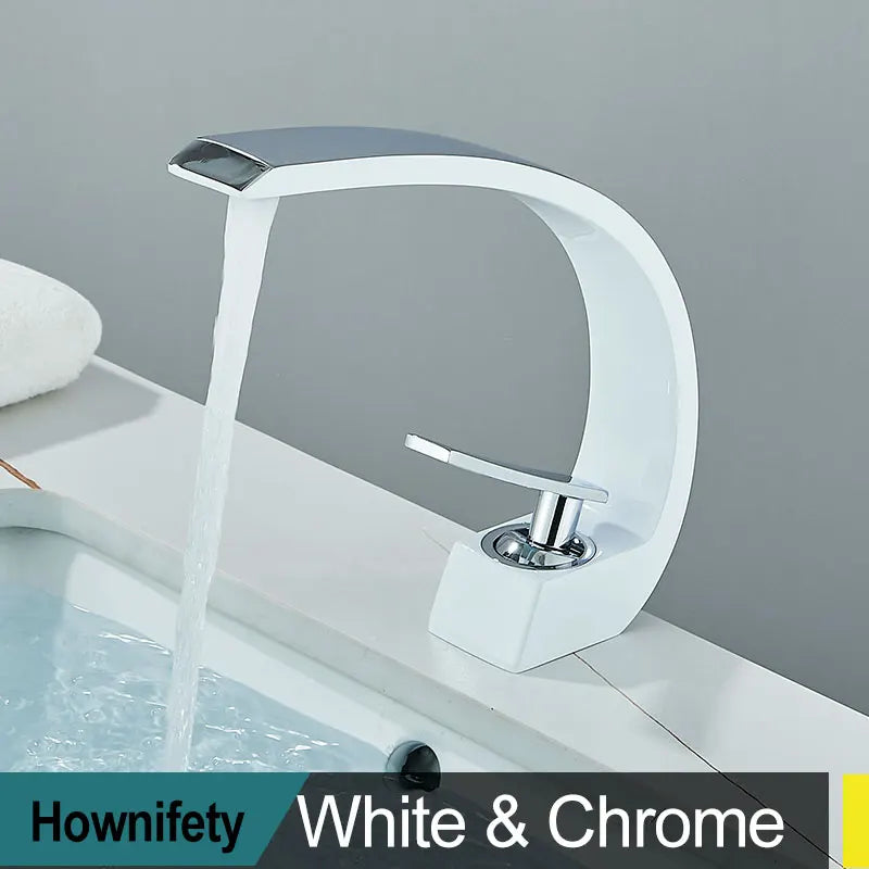Black Chrome Bathroom Basin Faucet Deck Mount Cold