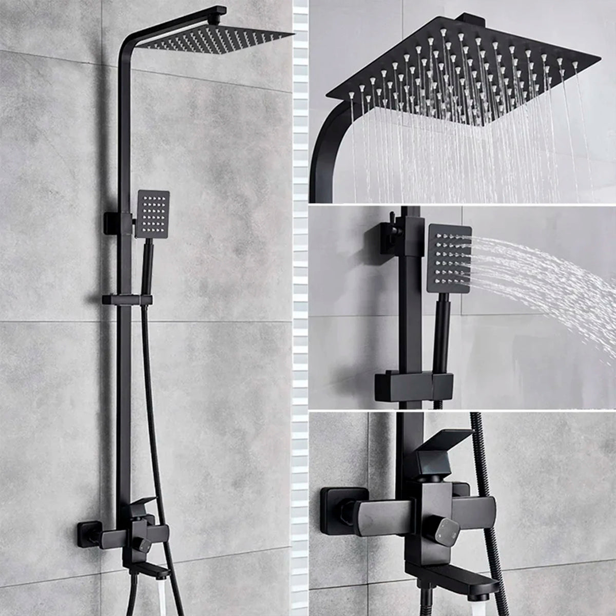 Matte Black Shower Mixer Faucet Wall Mount Bahtroom