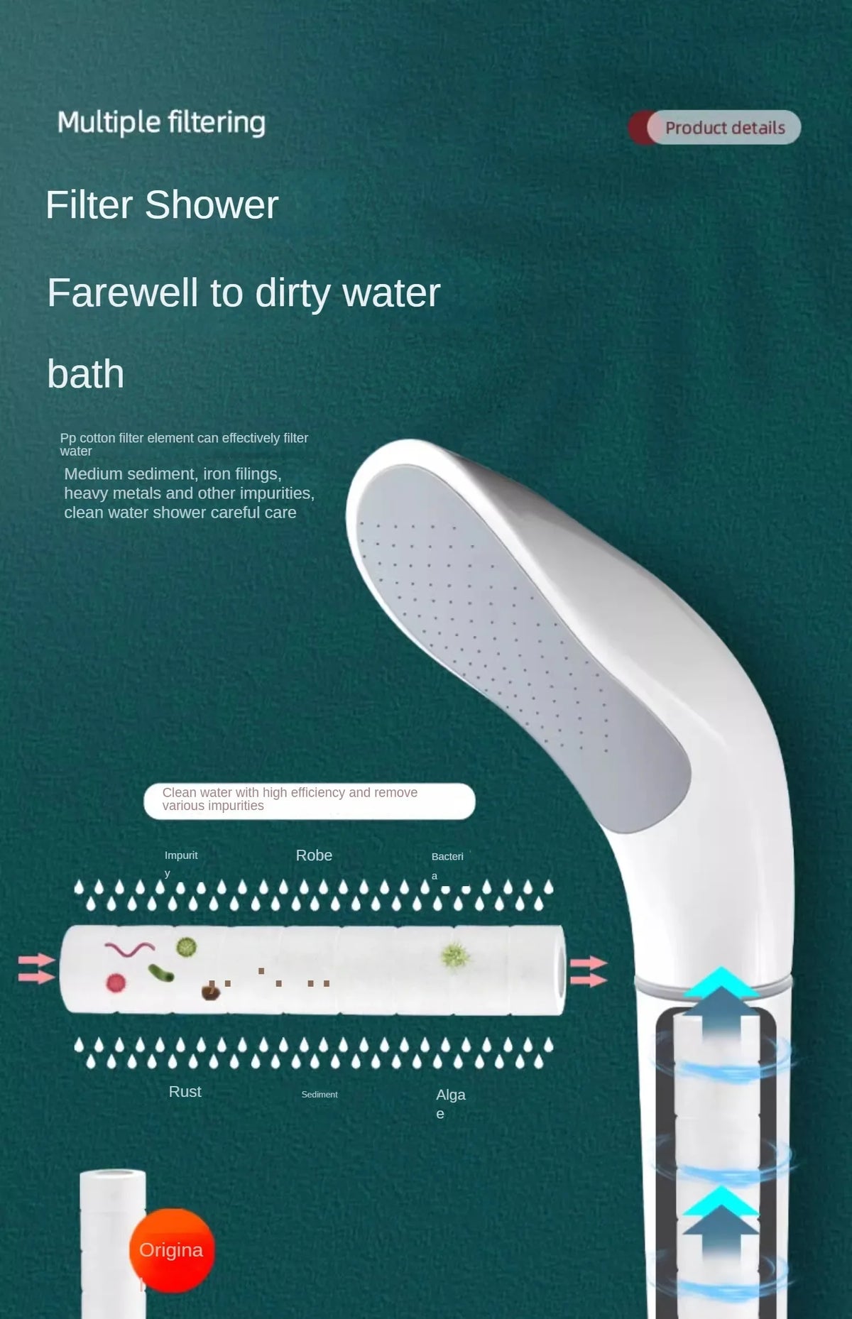 Booster Shower Head Filter Low Water Pressure Handheld