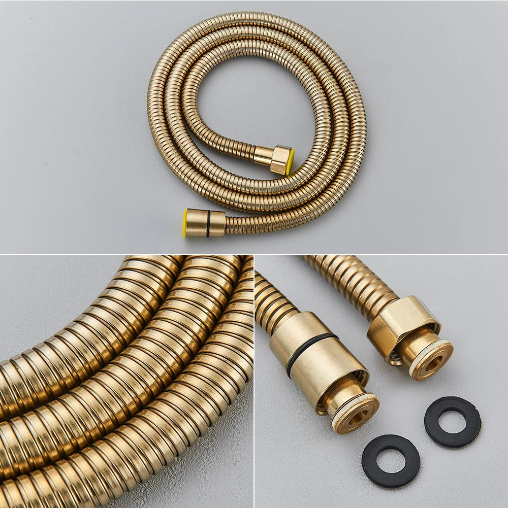Brushed Gold Handheld Shower Bathroom Shower Faucet &