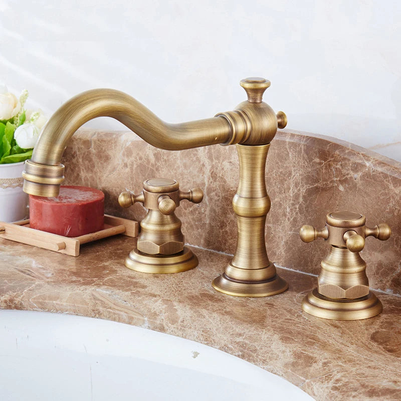 Antique Brass Basin Faucets Classic Bathroom Sink Faucet
