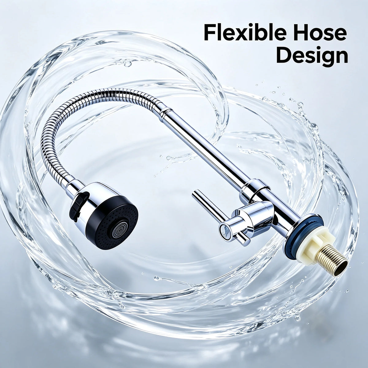 Chrome Polished Hole Sink Faucet Flexible Bendable Hose