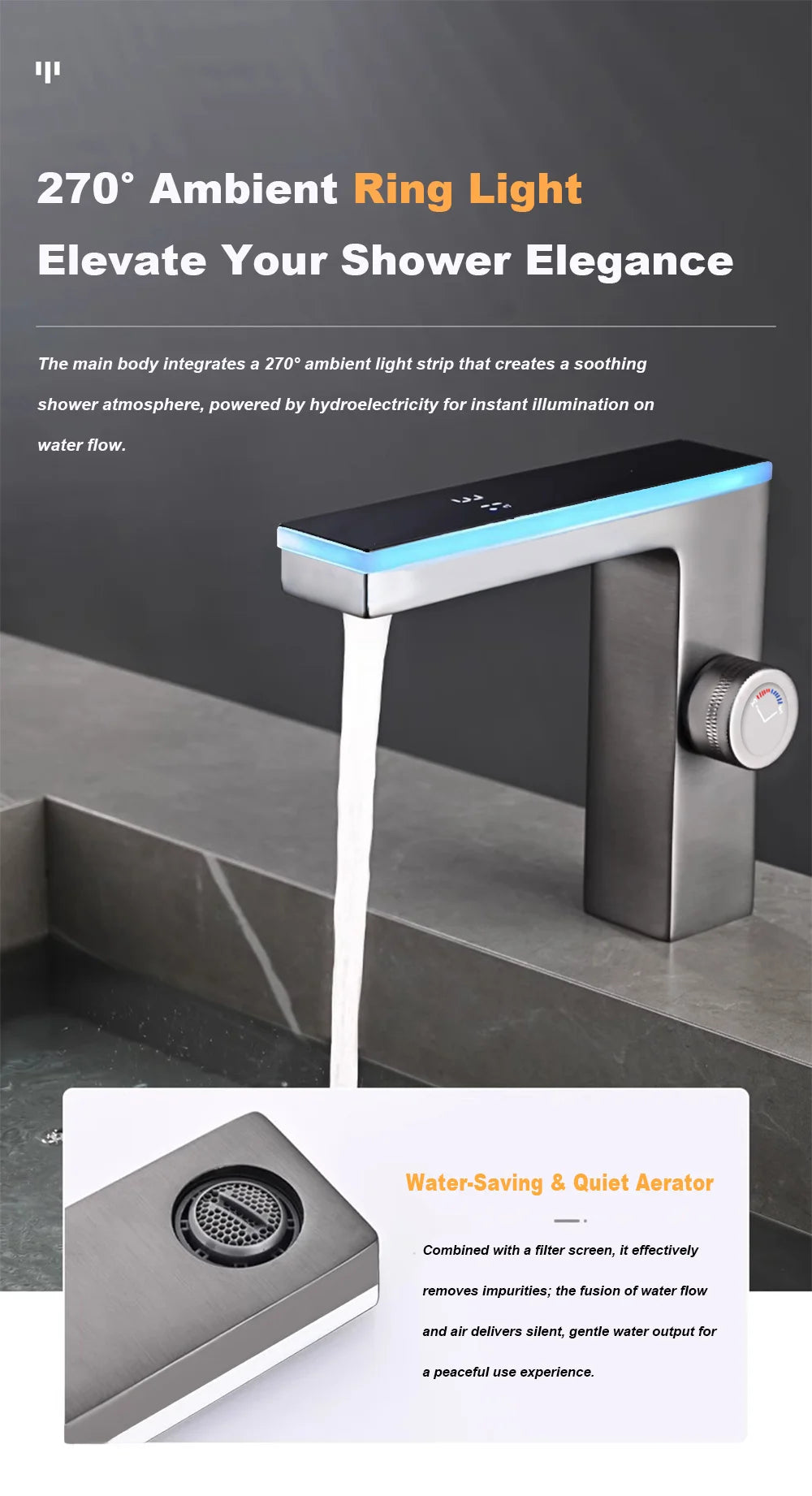 Modern Bathroom Faucet Led Temperature Display Smart Bathroom