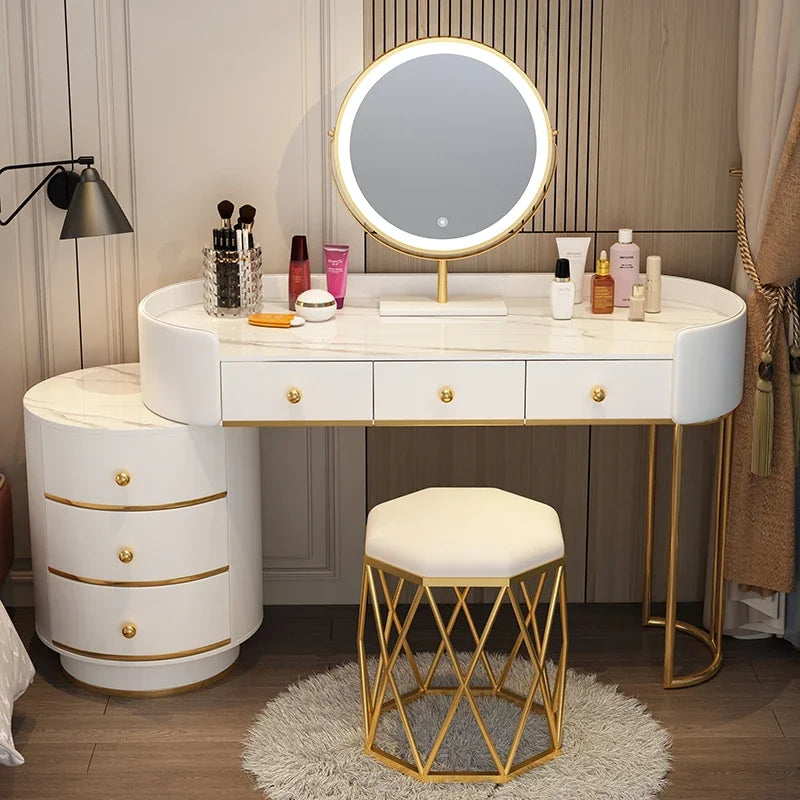 Pink White Vanity Table Women Luxury Nail European