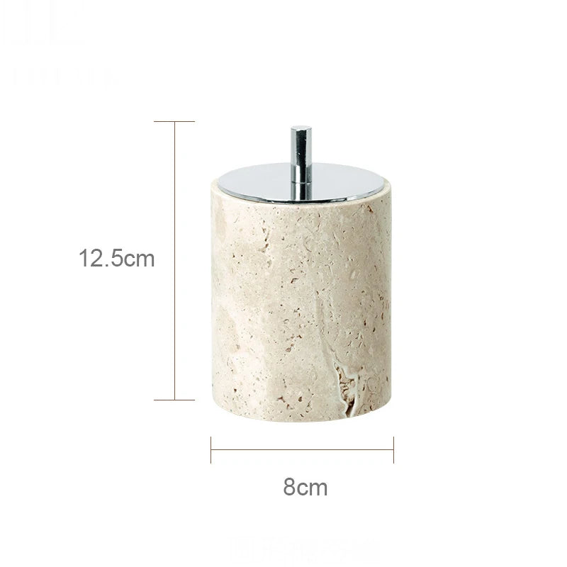 Beige Travertine Bathroom Natural Marble Soap Dispenser Reed
